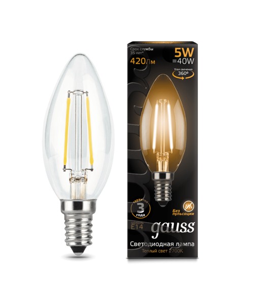 Лампа Gauss LED 103801105 Filament Candle E14 5W 2700К