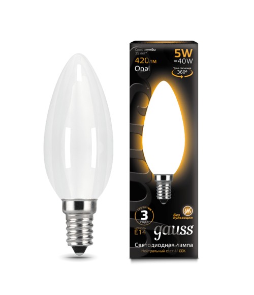 Лампа Gauss LED 103201105 Filament Candle OPAL E14 5W 2700К