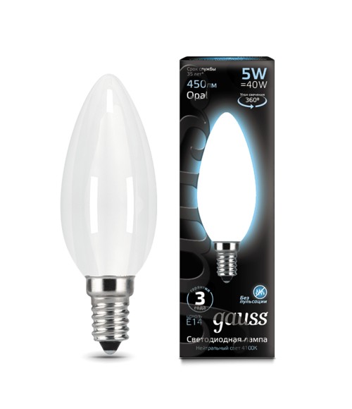 Лампа Gauss LED 103201205 Filament Candle OPAL E14 5W 4100К