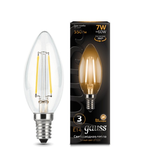 Лампа Gauss LED 103801107 Filament Candle E14 7W 2700К
