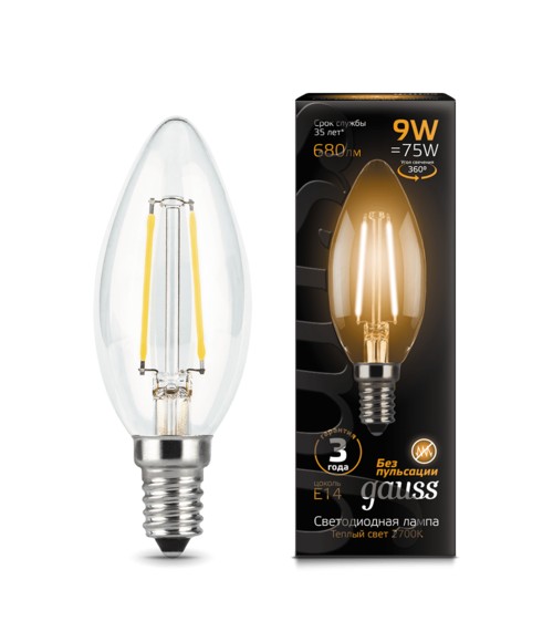Лампа Gauss LED 103801109 Filament Candle E14 9W 2700К