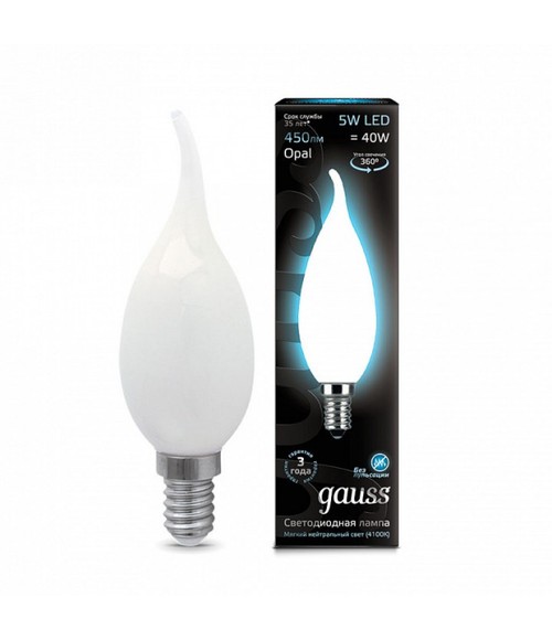 Лампа Gauss LED 104201205 Filament Candle Tailed OPAL E14 5W 4100К
