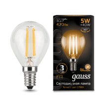 Лампа Gauss LED 105801105 Filament Globe E14 5W 2700K