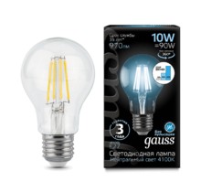 Лампа Gauss LED 102802210-S Filament A60 E27 10W 4100К step dimmable