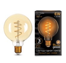 Лампа Gauss LED Filament G95 Flexible E27 6W Golden 2400К 105802007