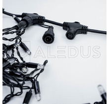 Занавес ALEDUS 2x3 м, черный провод, ПВХ, теплый белый, с мерцанием