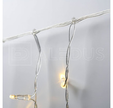 Бахрома (Айсикл) ALEDUS 3x0.5 м, прозрачный провод, ПВХ, теплый белый, с мерцанием