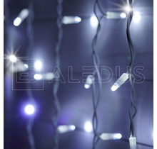 Бахрома (Айсикл) ALEDUS 3x0.9 м, белый провод, каучук (резина), белый, с мерцанием