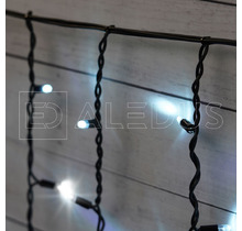 Бахрома (Айсикл) ALEDUS 3x0.9 м, черный провод, каучук (резина), белый, с мерцанием