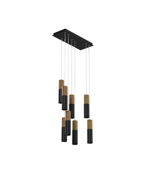Подвесной светильник SLC7391/PB x 8 Black TRIAC Wooden