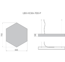 Светильник HEXA 700x606x100мм 47Вт 5640Лм 4k