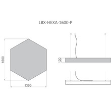 Светильник HEXA 1600x1385x120мм 183Вт 21960Лм 4k