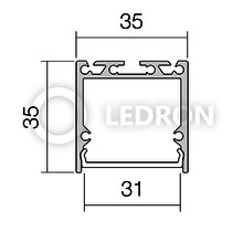 Накладной профиль для светодиодных лент LeDron 35x35x2500 Alum